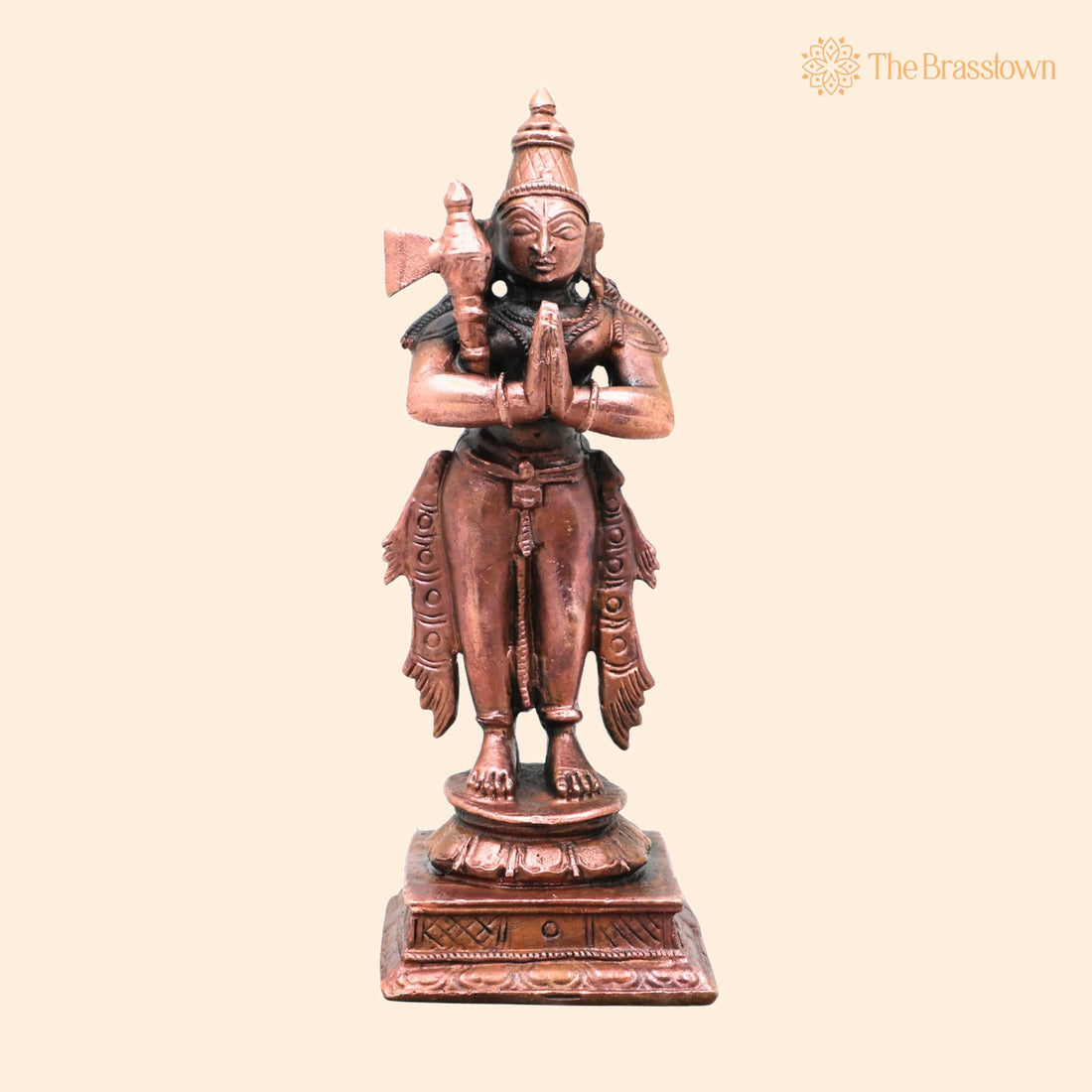 Copper Chandikeswarar Idol – Handcrafted Chandikeshwarar Murti for Pooja, Home Décor &amp; Devotional Gifting 4 Inch 1