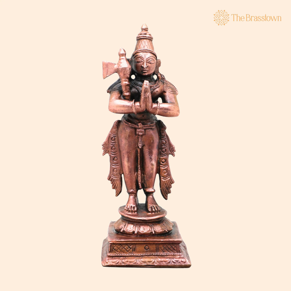 Copper Chandikeswarar Idol – Handcrafted Chandikeshwarar Murti for Pooja, Home Décor &amp; Devotional Gifting 4 Inch 1