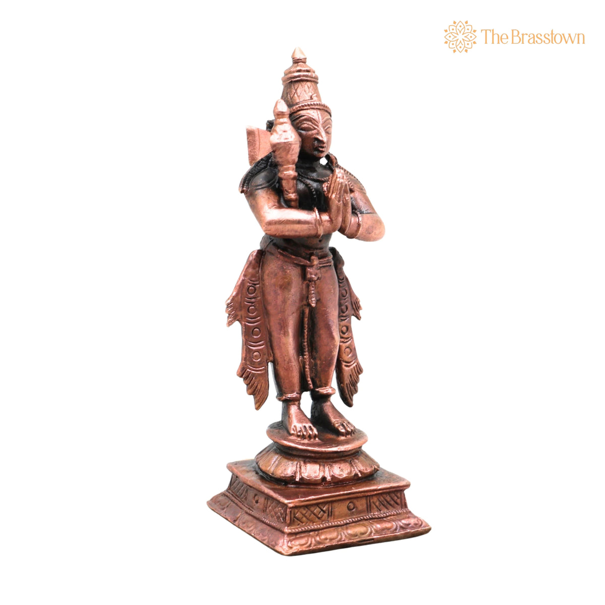 Copper Chandikeswarar Idol – Handcrafted Chandikeshwarar Murti for Pooja, Home Décor &amp; Devotional Gifting 4 Inch 2
