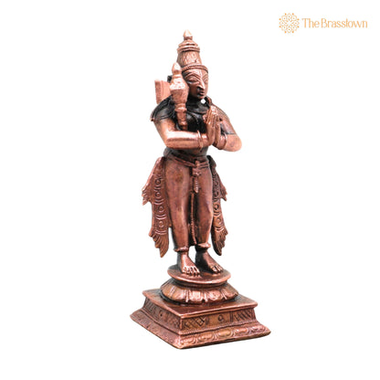 Copper Chandikeswarar Idol – Handcrafted Chandikeshwarar Murti for Pooja, Home Décor &amp; Devotional Gifting 4 Inch 2
