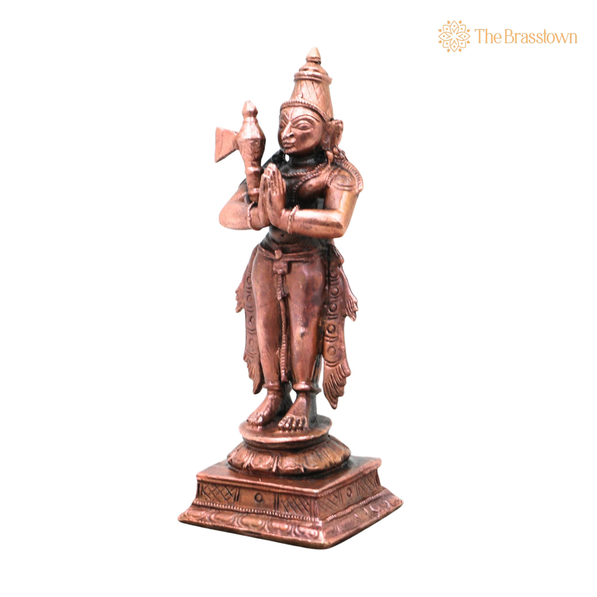 Copper Chandikeswarar Idol – Handcrafted Chandikeshwarar Murti for Pooja, Home Décor &amp; Devotional Gifting 4 Inch 3