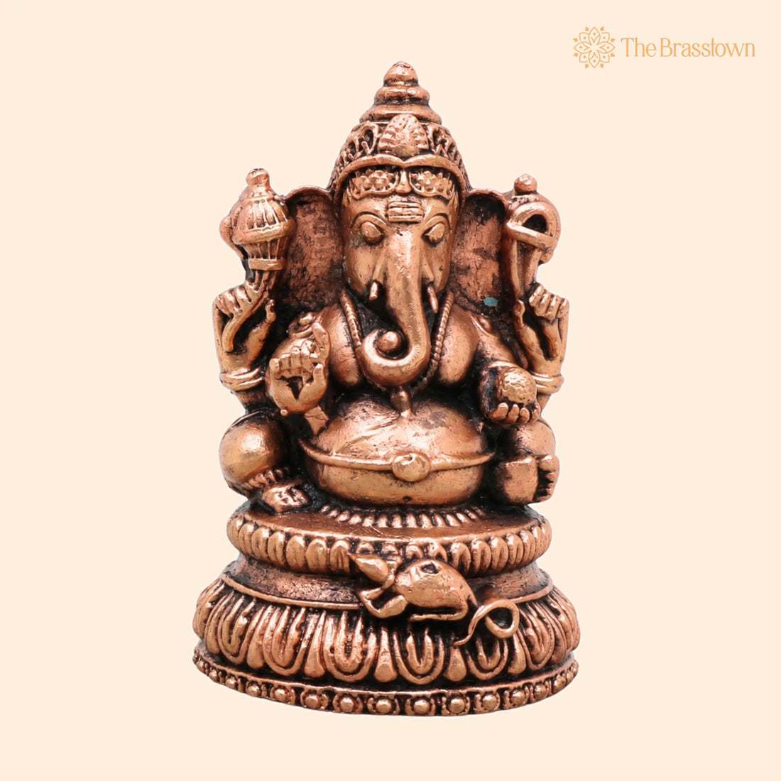 Copper Ganesha Idol – Ganapati Murti for Pooja, Vastu &amp; Home Décor, Handcrafted Spiritual Gift 3.5 Inch 1