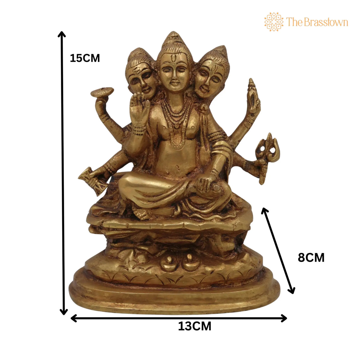 Brass Dattatreya Idol – Pital Trimurti Datta Murti, Handcrafted Datta Bhagwan Statue for Pooja, Home Décor &amp; Gifts 6 Inch 5