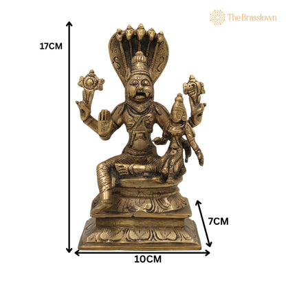 Brass Lakshmi Narasimha Idol – Handcrafted Laxmi Narasingh Ji Ki Murti, Narasingha Silai for Puja, Home Mandir &amp; Décor 7 Inch 5