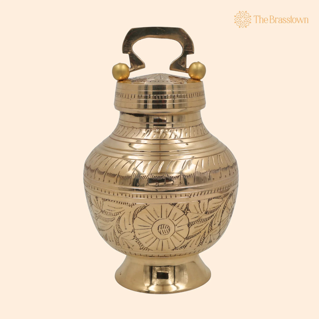 Brass Kamandalu Idol – Handcrafted Pooja Kamandal for Ganga Jal, Sacred Monk Pot, Ritual &amp; Temple Brass Water Vessel, Hindu Ritual Kalash 9 Inch 1