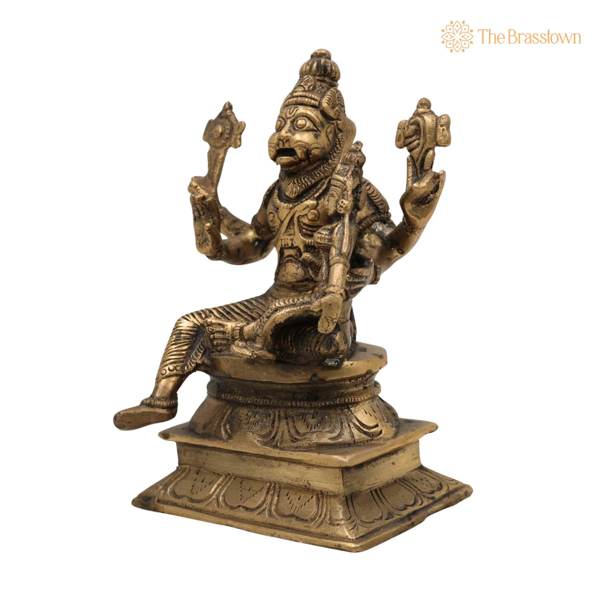 Brass Lakshmi Narasimha Swamy Idol – Handcrafted Yoga Narasimha, Lakshmi Nrisimha, Ugra Narasingha, Temple &amp; Home Décor 6.5 Inch 3