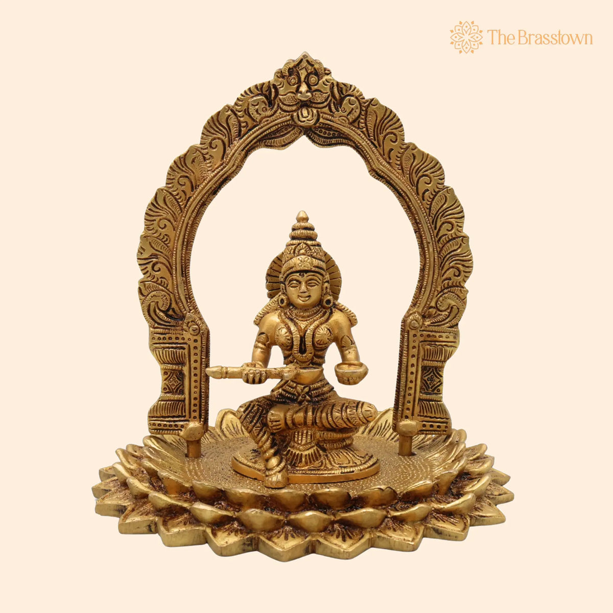 Brass Annapurna Devi Idol – Handcrafted Peetal Goddess of Food &amp; Prosperity for Pooja Room, Temple &amp; Home Décor 8 Inch 1