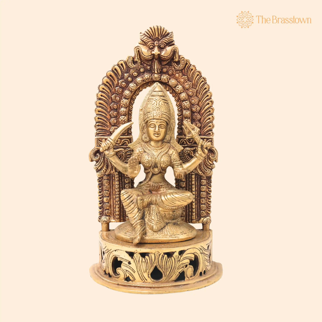 Brass Mariamman Idol – Handcrafted Goddess Mariamma Murti for Pooja, Home Décor &amp; Temple 11 Inch 1