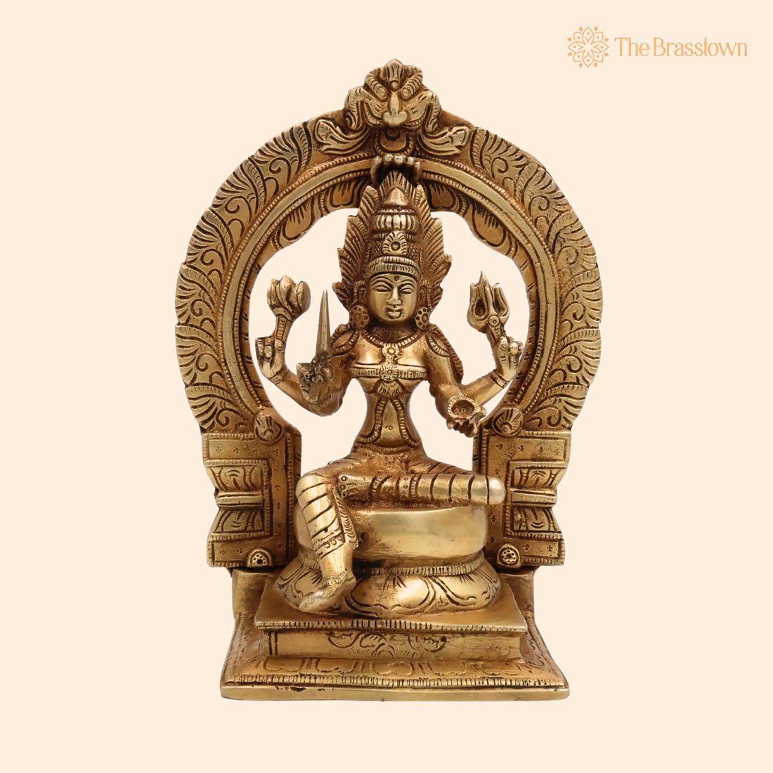 Brass Mariamman Idol – Mariamma Murti, Mari Amman Statue, Mariyamma Vigraha, Handcrafted Amman Sculpture for Pooja &amp; Home Décor 9 Inch 1