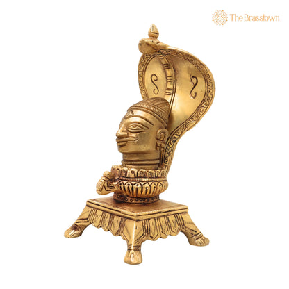 Brass Shiva head with Sheshnag – Handcrafted Traditional Murti for Puja, Home Mandir &amp; Décor 7 Inch 2