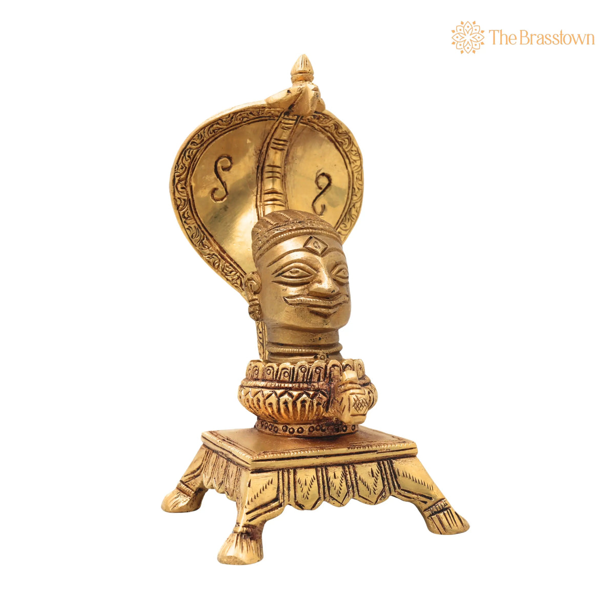 Brass Shiva head with Sheshnag – Handcrafted Traditional Murti for Puja, Home Mandir &amp; Décor 7 Inch 3