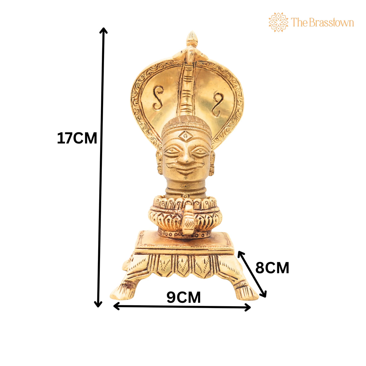 Brass Shiva head with Sheshnag – Handcrafted Traditional Murti for Puja, Home Mandir &amp; Décor 7 Inch 5