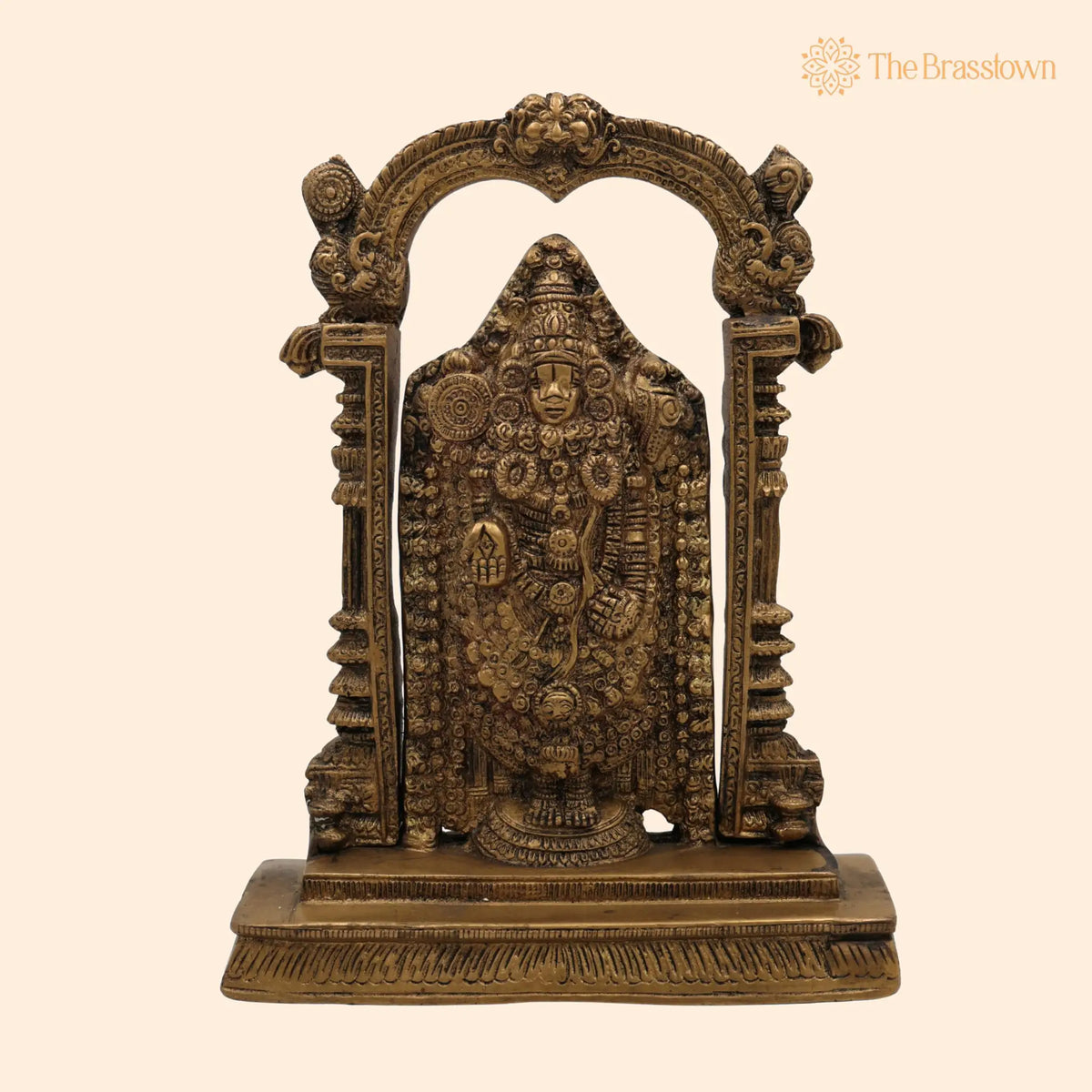 Brass Venkateshwara Idol – Handcrafted Lord Thirupathi Statue, Lord Balaji Idols, Tirupati Idol God Statue Showpiece 9 Inch 1