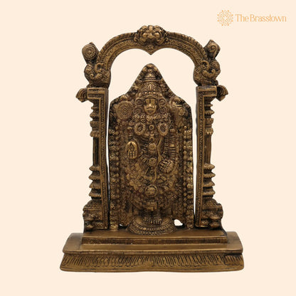 Brass Venkateshwara Idol – Handcrafted Lord Thirupathi Statue, Lord Balaji Idols, Tirupati Idol God Statue Showpiece 9 Inch 1