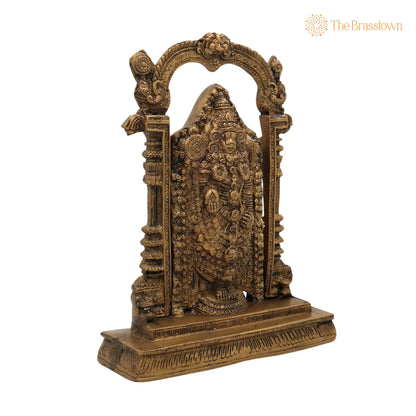 Brass Venkateshwara Idol – Handcrafted Lord Thirupathi Statue, Lord Balaji Idols, Tirupati Idol God Statue Showpiece 9 Inch 2