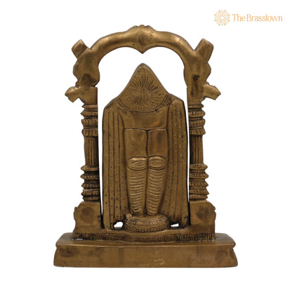 Brass Venkateshwara Idol – Handcrafted Lord Thirupathi Statue, Lord Balaji Idols, Tirupati Idol God Statue Showpiece 9 Inch 4