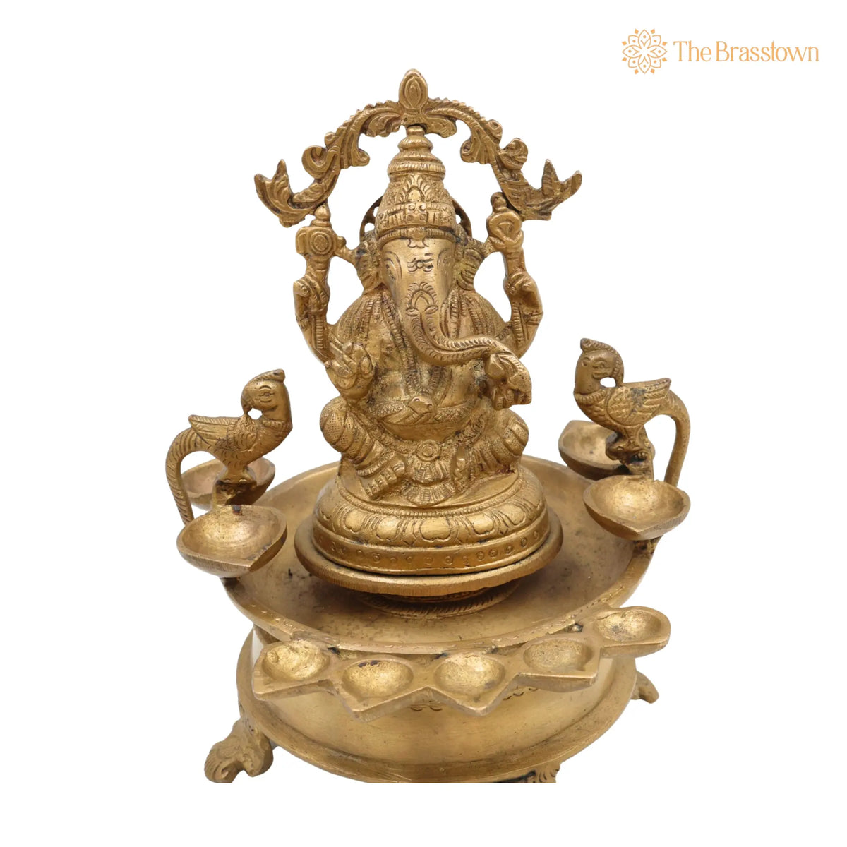 Brass Ganesh Diya Idol for Pooja – Handcrafted Vinayaka Deepam, Ganapati Pillaiyar Vilakku for Aarti, Puja &amp; Home Mandir Décor 9 Inch 6
