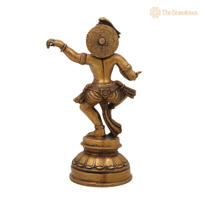 Brass Bal Gopal Krishna Idol – Handcrafted Laddu Gopal Murti, Makhan Chor Kanha Statue, Natkhat Krishna Sculpture for Pooja 9 Inch 4