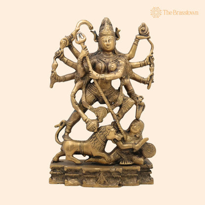 Brass Mahakali Idol – Handcrafted Kali Maa, Chamunda, Bhadrakali, Shyama for Puja, Home Mandir &amp; Décor 11 Inch 1
