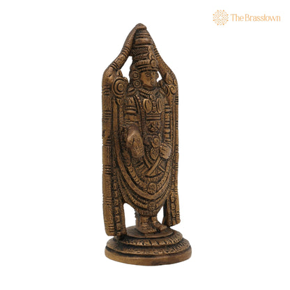 Brass Balaji Idol – Handcrafted Venkateswara Murti, Srinivasa Statue, Lord Vishnu Balaji Moorthi for Pooja, Home Décor, Gifts &amp; Temple 5 Inch 2