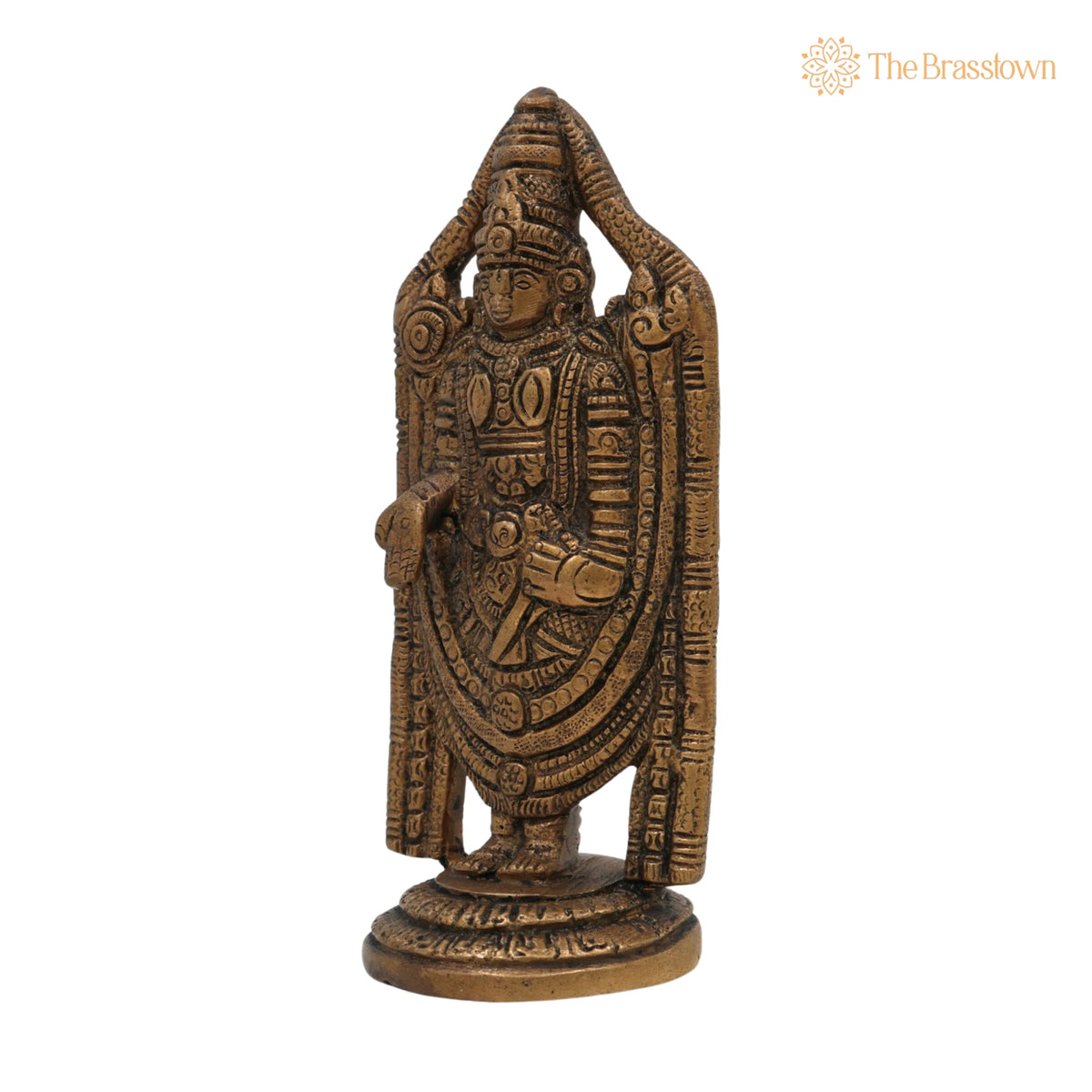 Brass Balaji Idol – Handcrafted Venkateswara Murti, Srinivasa Statue, Lord Vishnu Balaji Moorthi for Pooja, Home Décor, Gifts &amp; Temple 5 Inch 3