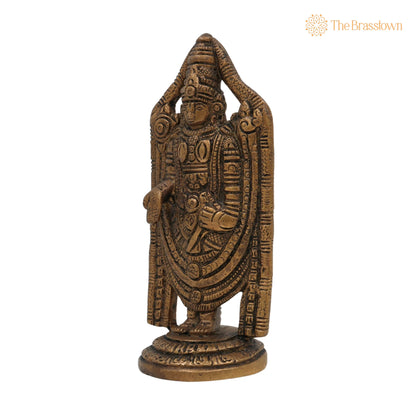 Brass Balaji Idol – Handcrafted Venkateswara Murti, Srinivasa Statue, Lord Vishnu Balaji Moorthi for Pooja, Home Décor, Gifts &amp; Temple 5 Inch 3