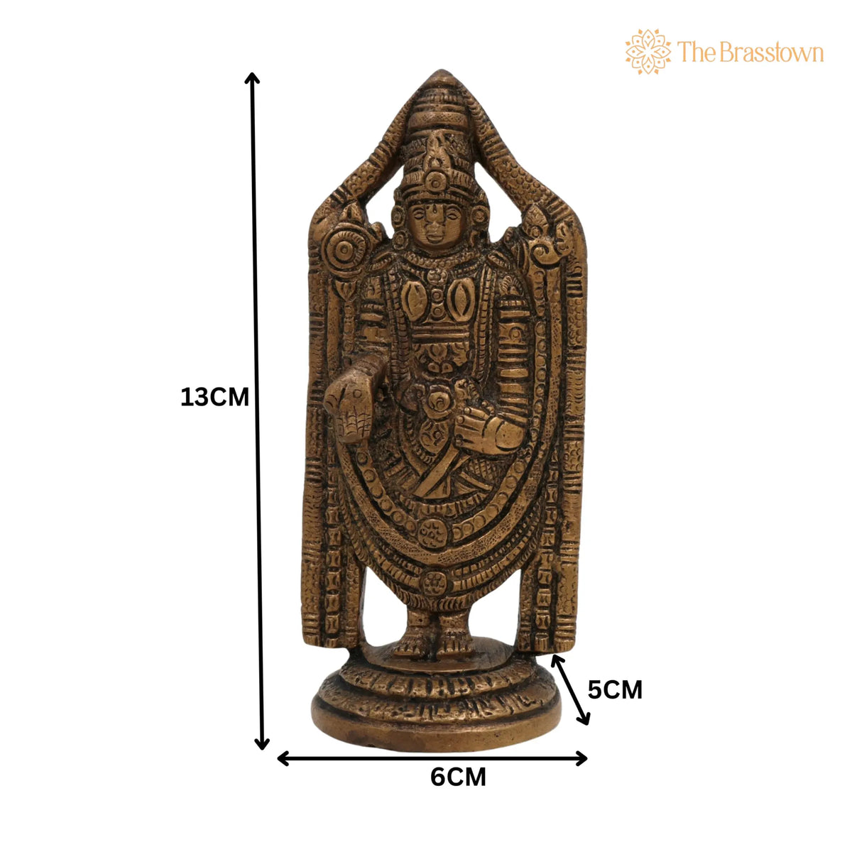 Brass Balaji Idol – Handcrafted Venkateswara Murti, Srinivasa Statue, Lord Vishnu Balaji Moorthi for Pooja, Home Décor, Gifts &amp; Temple 5 Inch 5