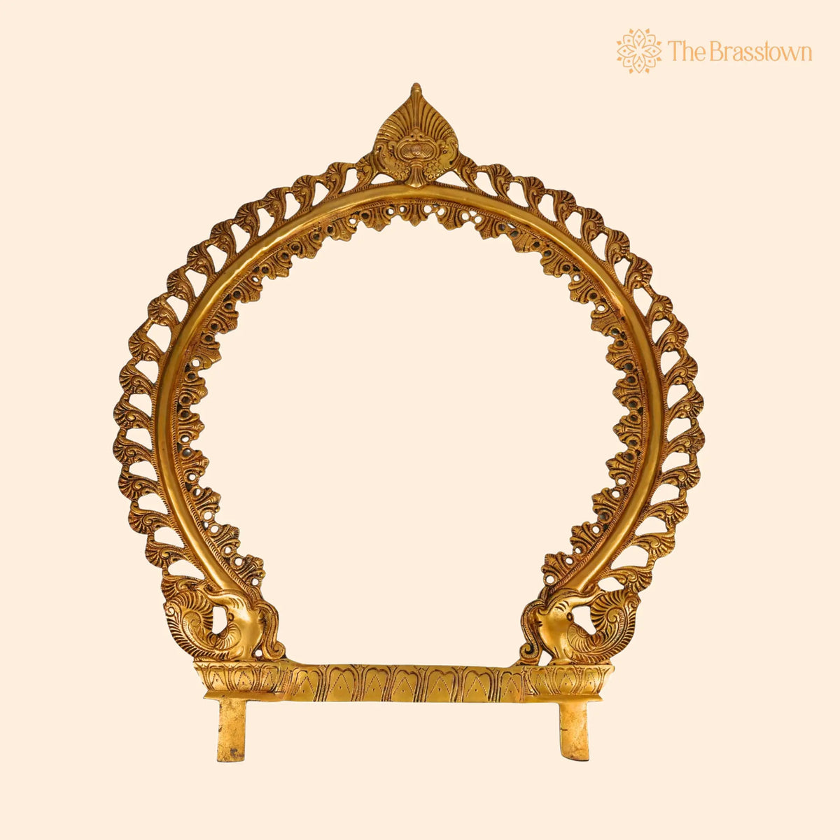 Handcrafted Brass Big Prabhavali – Traditional Temple Arch Frame for Deity, Pooja Room, Wall Hanging &amp; Home Décor, Makara Torana 24 Inch 1