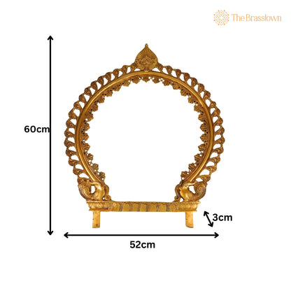 Handcrafted Brass Big Prabhavali – Traditional Temple Arch Frame for Deity, Pooja Room, Wall Hanging &amp; Home Décor, Makara Torana 24 Inch 5