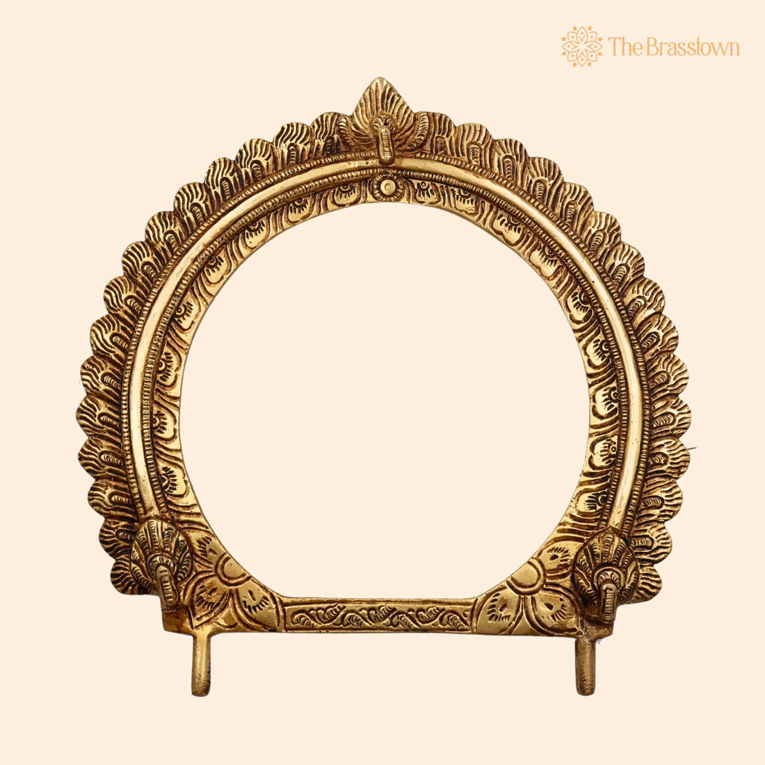 Brass Prabhavali Frame Arch Round – Handcrafted Traditional Prabhawali Wall Hanging For Temple &amp; Home Décor 10 Inch 1