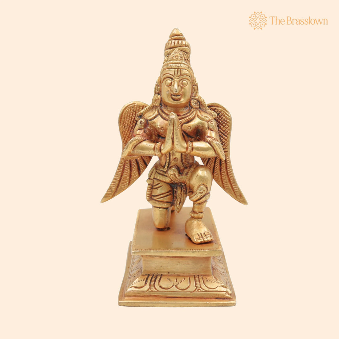 Brass Garuda Idol – Handcrafted Garuthman, Pakshiraj, Suparna, Garuda Swamy Murti for Pooja, Home Temple &amp; Vastu Décor 6 Inch 1