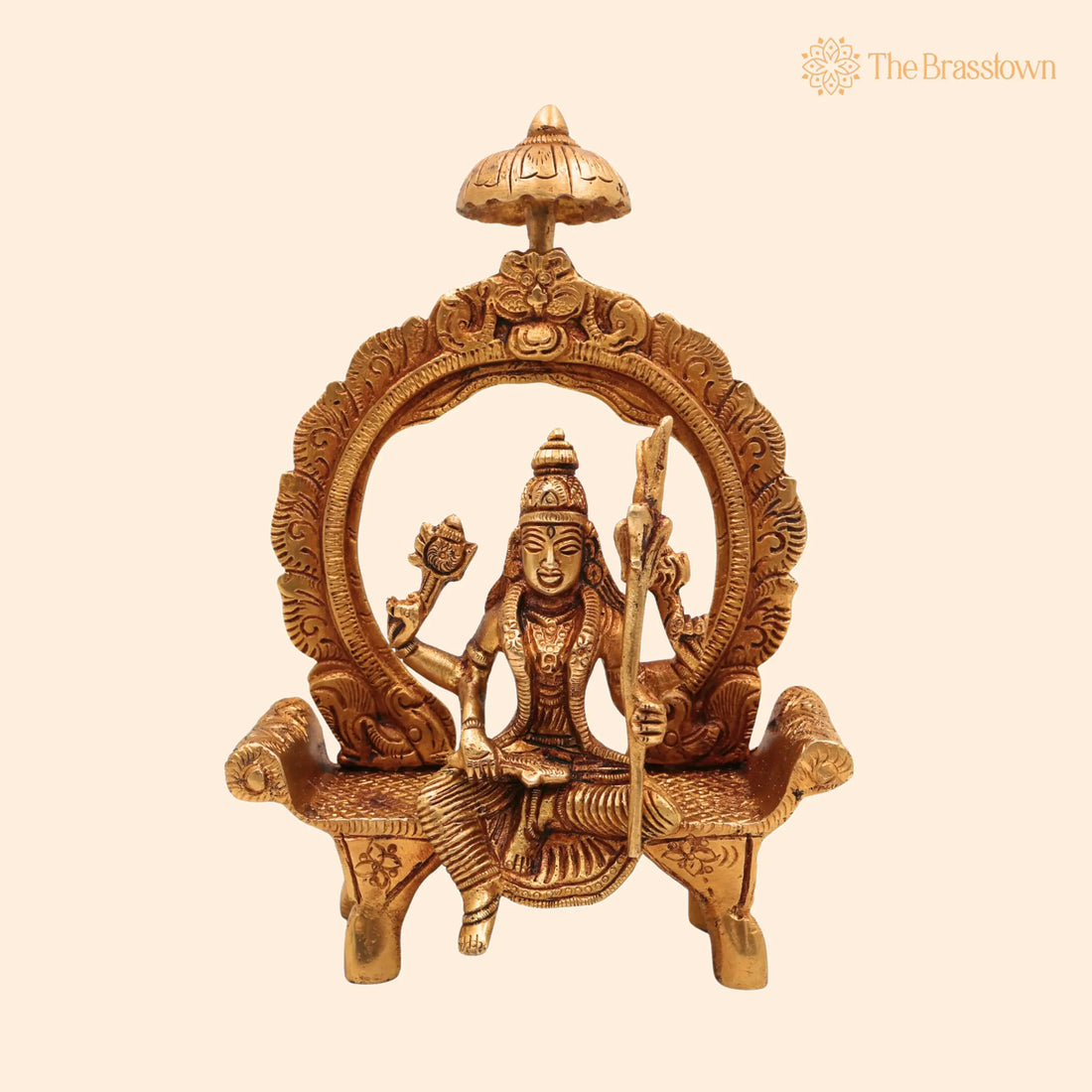 Brass Handcrafted Rajarajeshwari Idol – Tripura Sundari, Lalita Devi, With Peetha &amp; Prabhavali for Puja, Home Mandir &amp; Décor 7.5 Inch 1