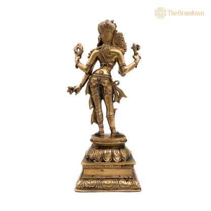 Brass Ardhanarishvara Idol – Handcrafted Ardhnarishwar Statue for Puja, Home Mandir &amp; Décor 13 Inch 4