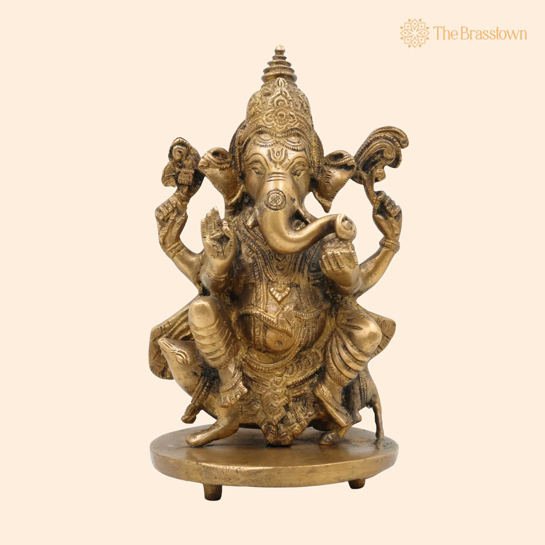 Handcrafted Brass Ganesha Idol – Vinayaka Ganpati Murti in Peetal for Home Temple, Vastu, Pooja Décor &amp; Gifting, Ekadanta 9 Inch 1