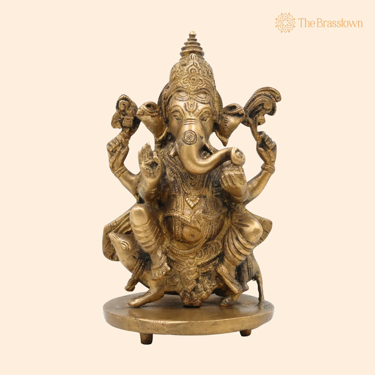 Handcrafted Brass Ganesha Idol – Vinayaka Ganpati Murti in Peetal for Home Temple, Vastu, Pooja Décor &amp; Gifting, Ekadanta 9 Inch 1