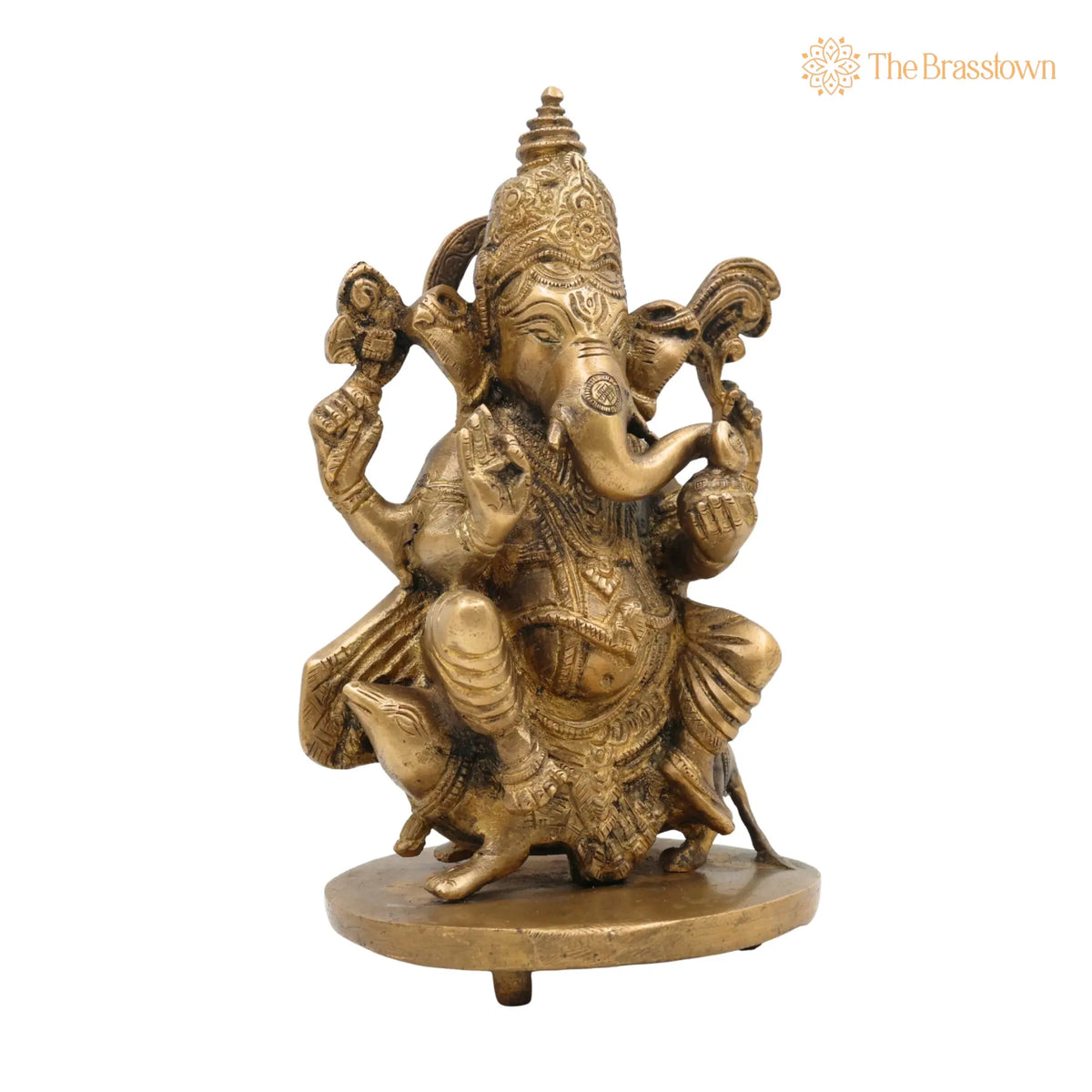Handcrafted Brass Ganesha Idol – Vinayaka Ganpati Murti in Peetal for Home Temple, Vastu, Pooja Décor &amp; Gifting, Ekadanta 9 Inch 2