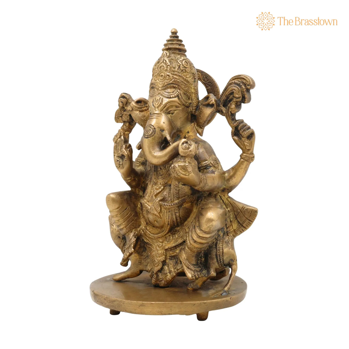 Handcrafted Brass Ganesha Idol – Vinayaka Ganpati Murti in Peetal for Home Temple, Vastu, Pooja Décor &amp; Gifting, Ekadanta 9 Inch 3