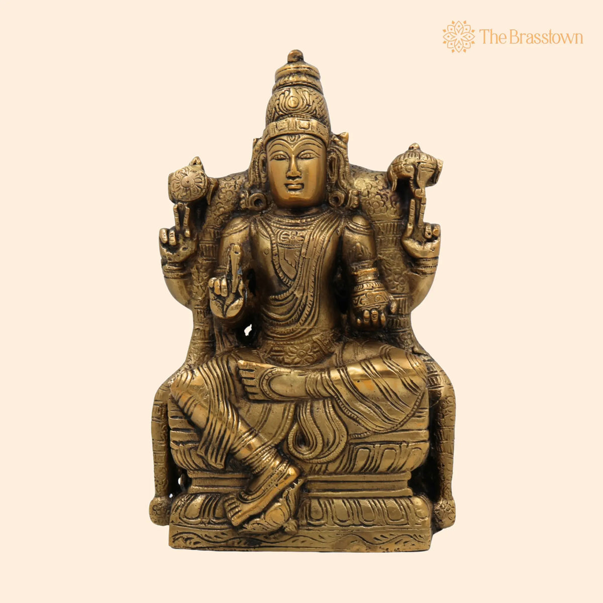 Brass Dhanvantari Idol – Handcrafted Lord Dhanvantari Murti, Ayurveda God Statue, Vaidya Narayana Brass Vigraha for Puja, Home Décor &amp; Healing 9 Inch 1