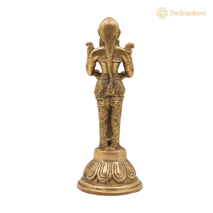 Brass Deep Lakshmi – Handcrafted Deep Lady Brass, Lamp Lady, Diya, Lady Standing With Lamps, Deeplakshmi, Deep Laxmi 10 Inch 4
