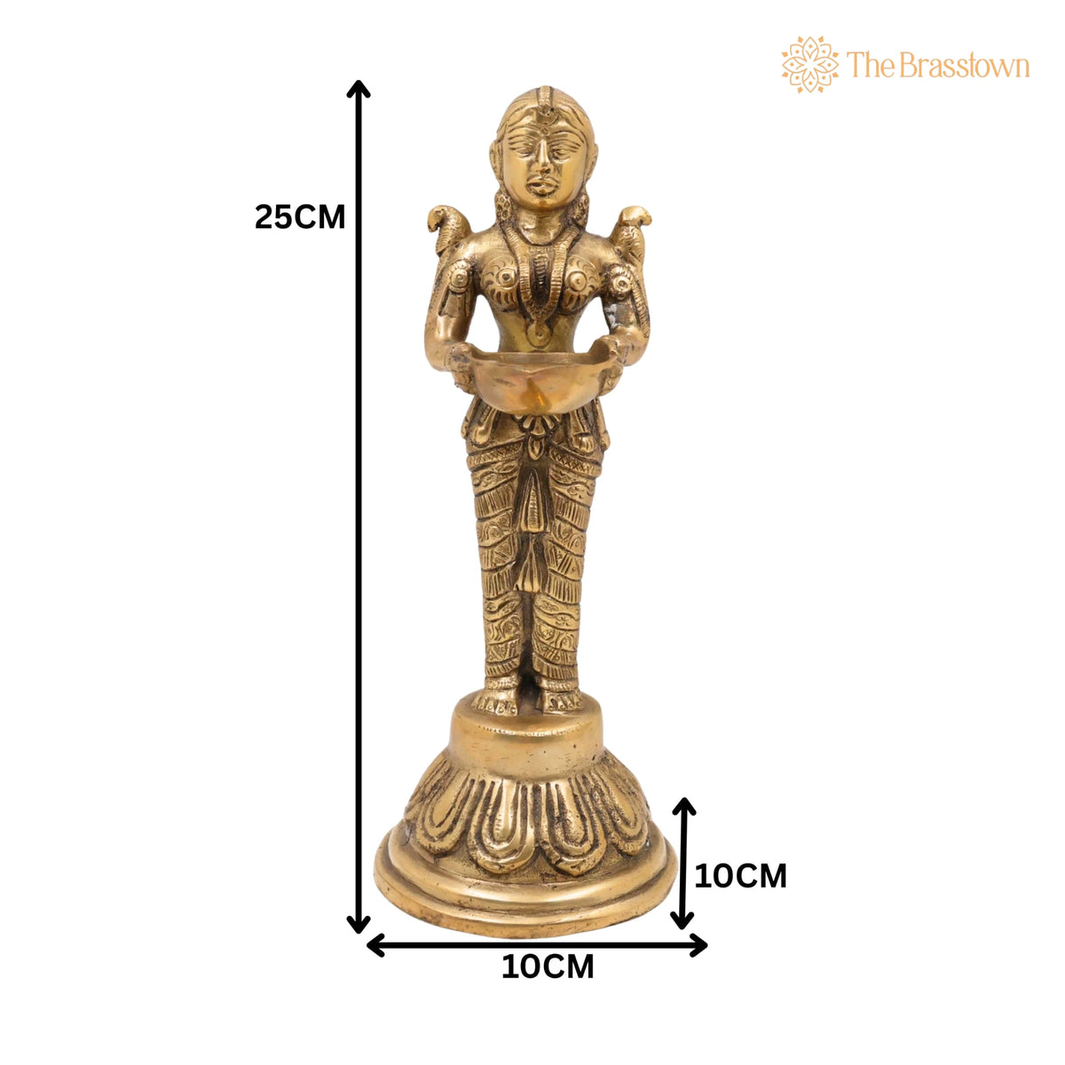Brass Deep Lakshmi – Handcrafted Deep Lady Brass, Lamp Lady, Diya, Lady Standing With Lamps, Deeplakshmi, Deep Laxmi 10 Inch 5
