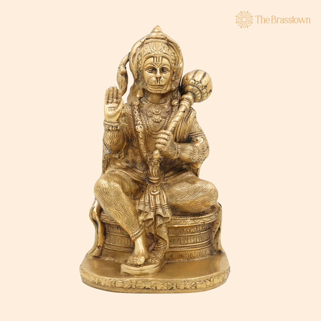 Brass Hanuman Idol – Handcrafted Maruti Anjaneya Bajrang Bali Pital Murti, Vayuputra Sankat Mochan Statue for Home Temple Décor &amp; Gifts 7.5 Inch 1