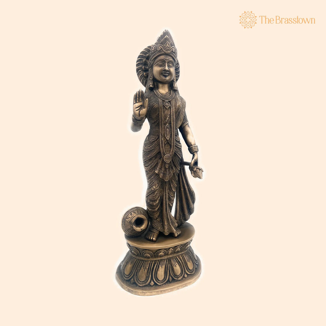 Handcrafted Brass Mahalakshmi Idol – Shree Lakshmi Devi, Kamala, Ashta Lakshmi, Vaishnavi, Wealth &amp; Prosperity Murti for Pooja 18 Inch 1
