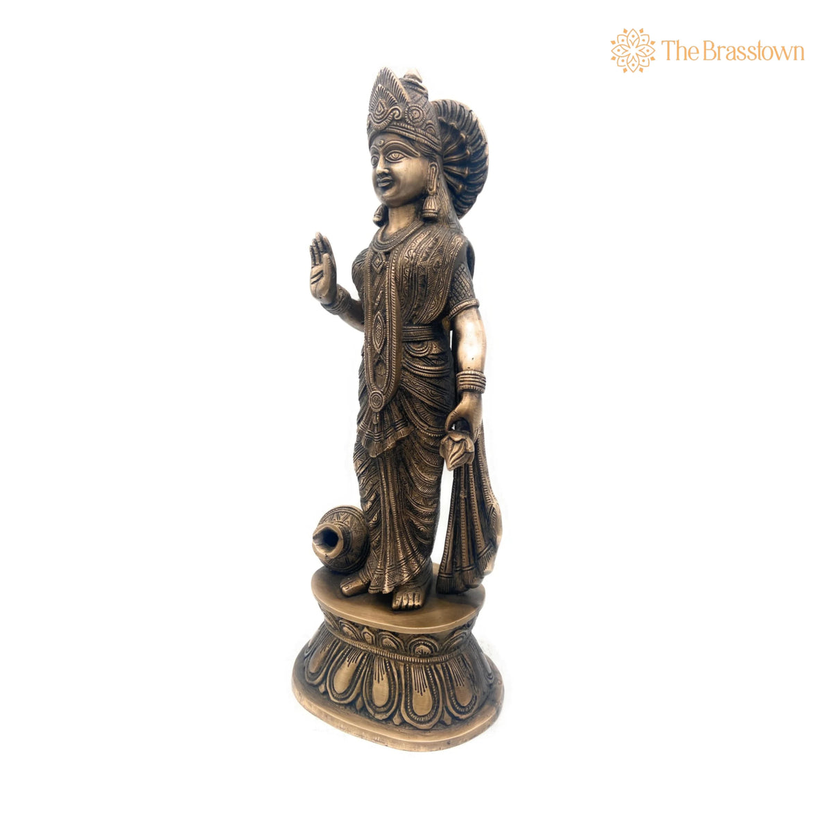 Handcrafted Brass Mahalakshmi Idol – Shree Lakshmi Devi, Kamala, Ashta Lakshmi, Vaishnavi, Wealth &amp; Prosperity Murti for Pooja 18 Inch 2