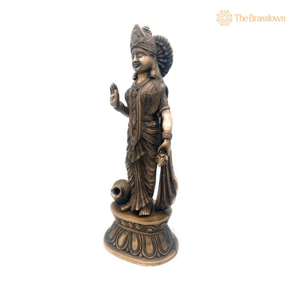 Handcrafted Brass Mahalakshmi Idol – Shree Lakshmi Devi, Kamala, Ashta Lakshmi, Vaishnavi, Wealth &amp; Prosperity Murti for Pooja 18 Inch 2