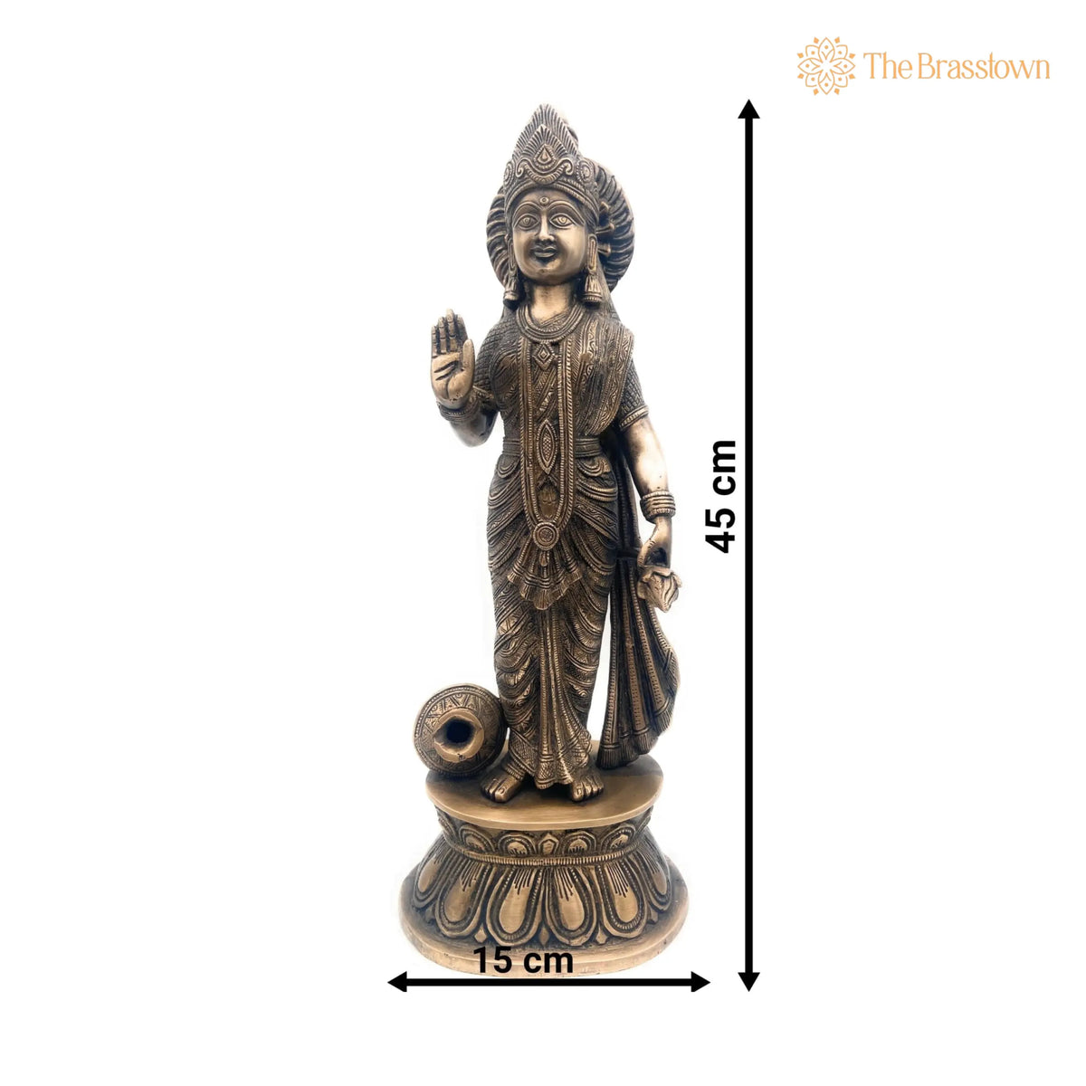Handcrafted Brass Mahalakshmi Idol – Shree Lakshmi Devi, Kamala, Ashta Lakshmi, Vaishnavi, Wealth &amp; Prosperity Murti for Pooja 18 Inch 4