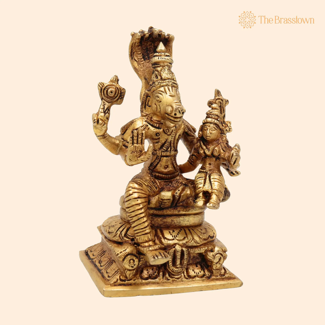 Brass Varaha Bhudevi Idol – Handcrafted Traditional Murti for Puja, Home Mandir &amp; Décor 4 Inch 1