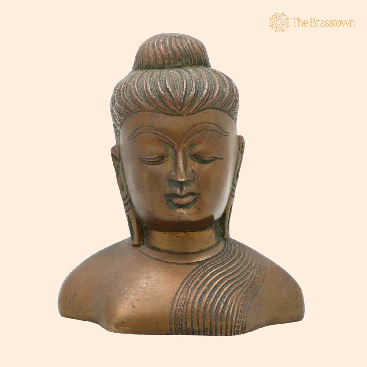 Handcrafted Brass Buddha Head Idol – Gautama Buddha Shakyamuni Murti, Meditating Buddha Sculpture for Home Décor 4 Inch 1