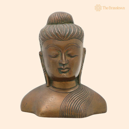 Handcrafted Brass Buddha Head Idol – Gautama Buddha Shakyamuni Murti, Meditating Buddha Sculpture for Home Décor 4 Inch 1