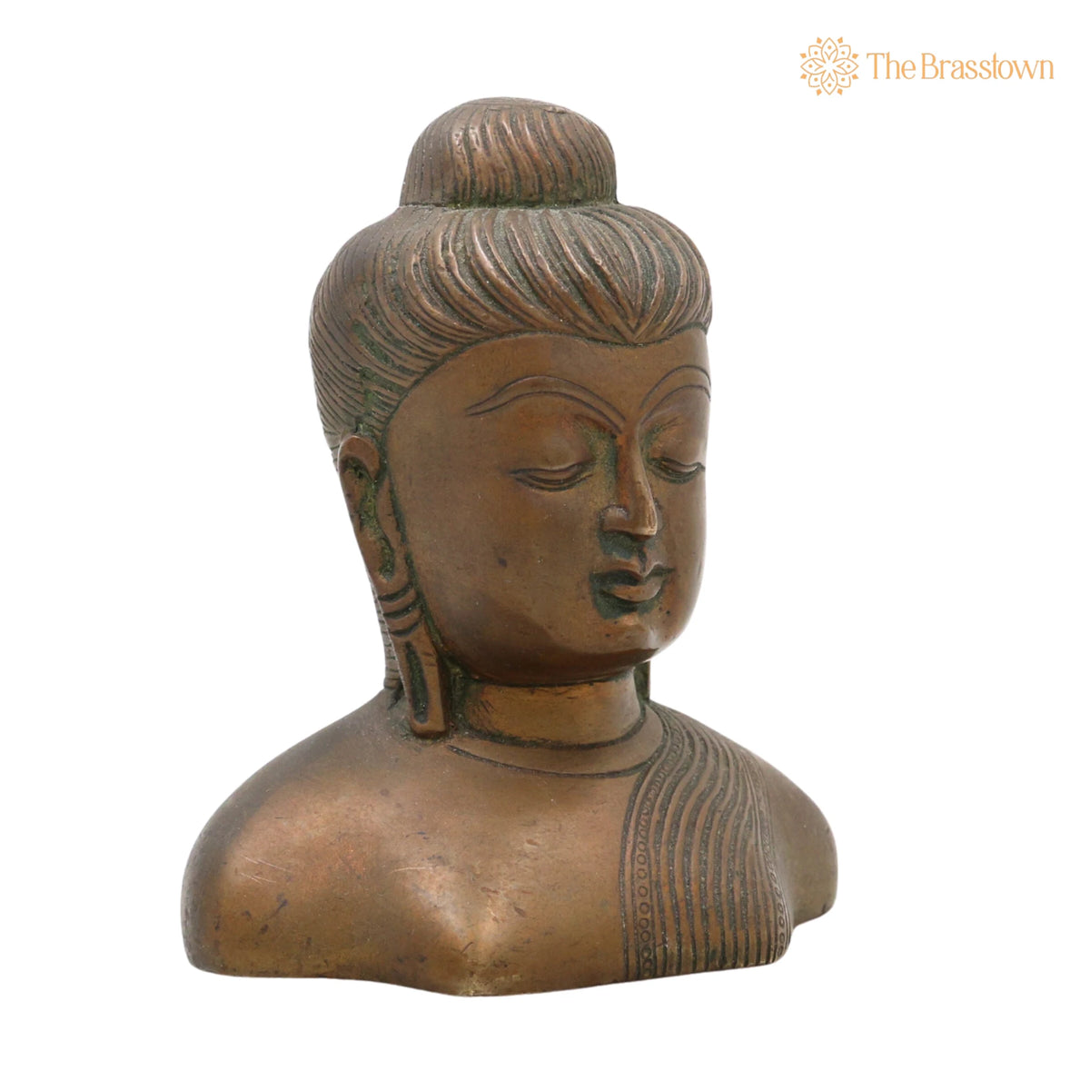 Handcrafted Brass Buddha Head Idol – Gautama Buddha Shakyamuni Murti, Meditating Buddha Sculpture for Home Décor 4 Inch 2