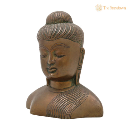 Handcrafted Brass Buddha Head Idol – Gautama Buddha Shakyamuni Murti, Meditating Buddha Sculpture for Home Décor 4 Inch 3